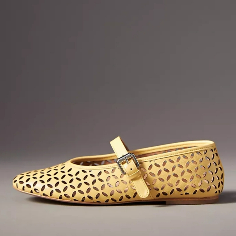 Anthropologie Yellow Cutout Flats """No Box""" - Picture 6 of 7